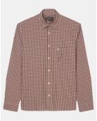 Chemise en Popeline 100% Coton Bio Regular Fit vichy blanc/rouge
