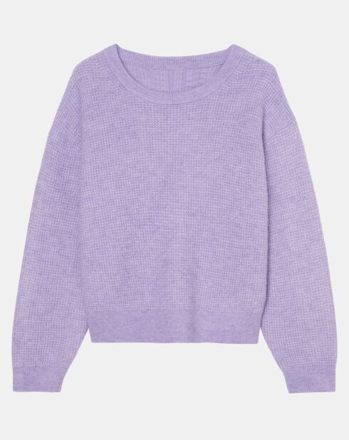 Pull en Alpaga & Laine mélangés gaufré violet clair