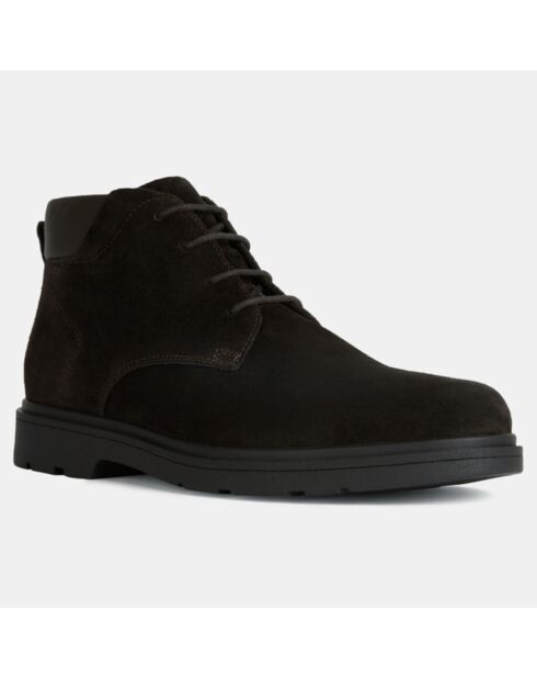 Boots en Velours de Cuir Spherica marron foncé