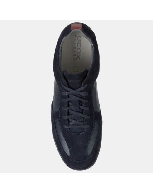 Baskets en Cuir et Velours de Cuir Metodo bleu marine