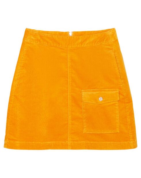 Jupe courte en velours côtelé orange