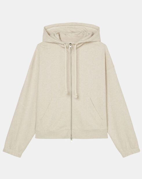 Sweat zippé à capuche écru