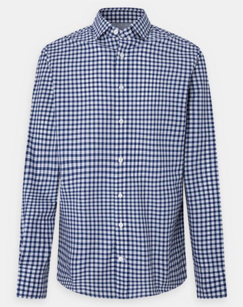 Chemise Slim Fit en Popeline à carreaux vichy bleu/blanc