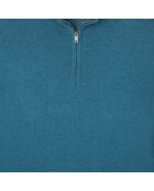 Pull en Laine & Cachemire mélangés 1/2 zip bleu clair