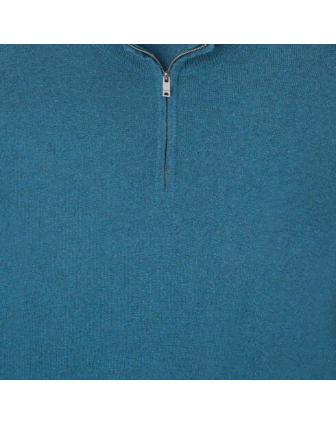 Pull en Laine & Cachemire mélangés 1/2 zip bleu clair