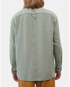 Surchemise 100% Coton Bio Relaxed Fit à carreaux vert/marron