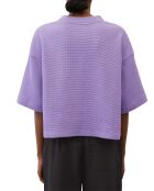 T-Shirt gaufré manches 3/4 Boxy violet clair