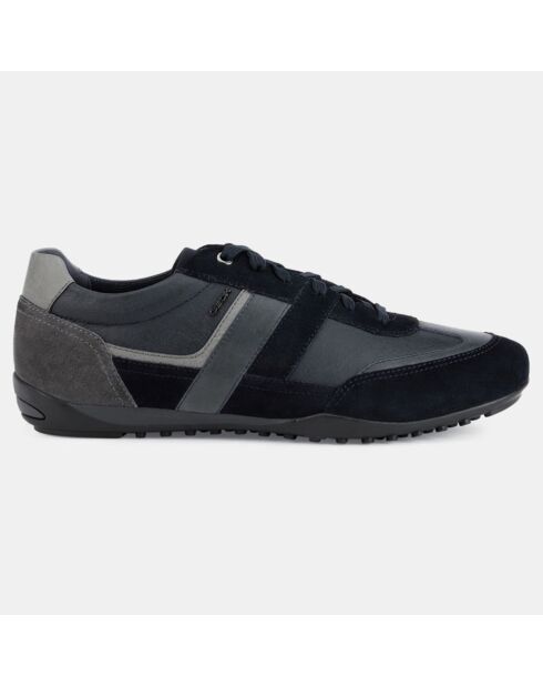 Baskets en Cuir Wells bleu/gris