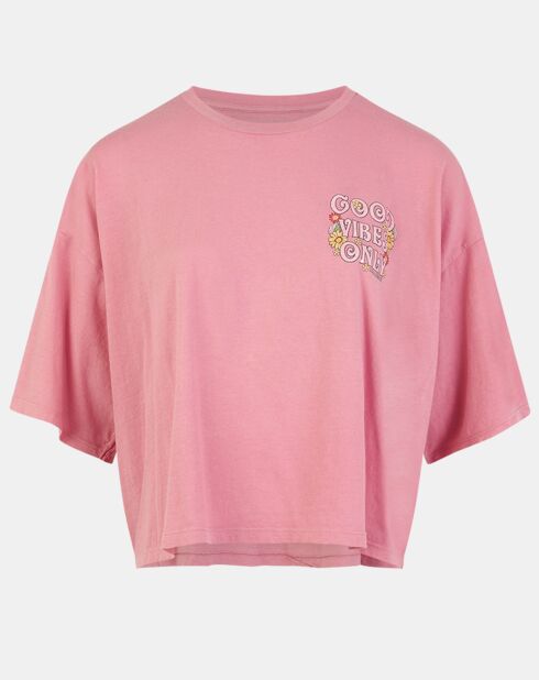 T-Shirt Crop good vibes rose