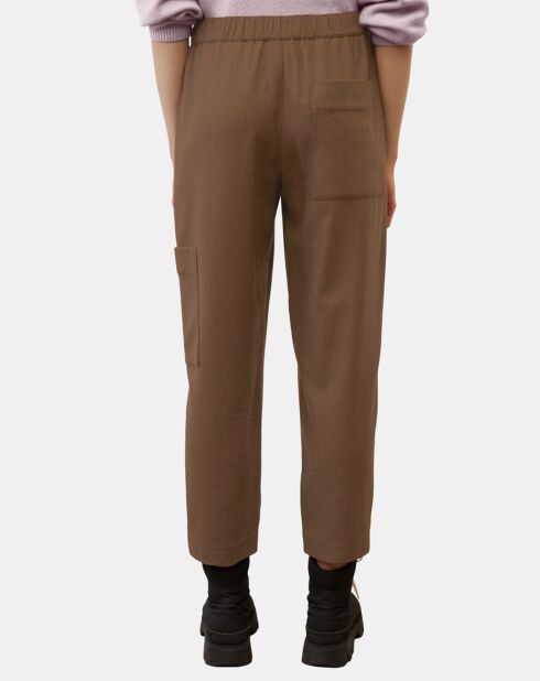 Pantalon cargo en Laine mélangée marron