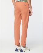 Pantalon Chino Super Slim Fit en Coton Bio mélangé Stretch brique