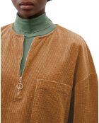 Robe en Velours côtelé zip poche marron