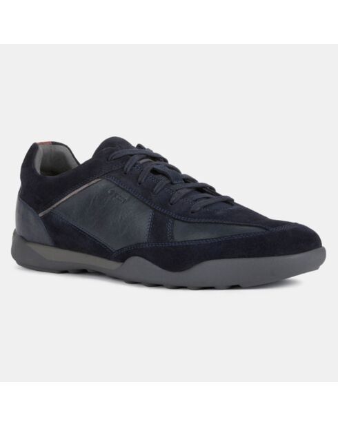 Baskets en Cuir et Velours de Cuir Metodo bleu marine