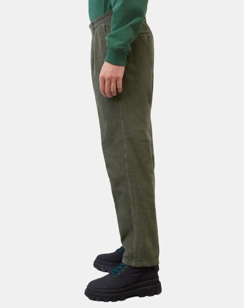 Pantalon en Velours côtelé 100% Coton Bio Belsbo Pleats gris vert