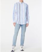 Chemise Regular Fit en Coton Oxford rayée bleu/rose