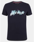 Marineblaues T-Shirt mit Palmenmuster