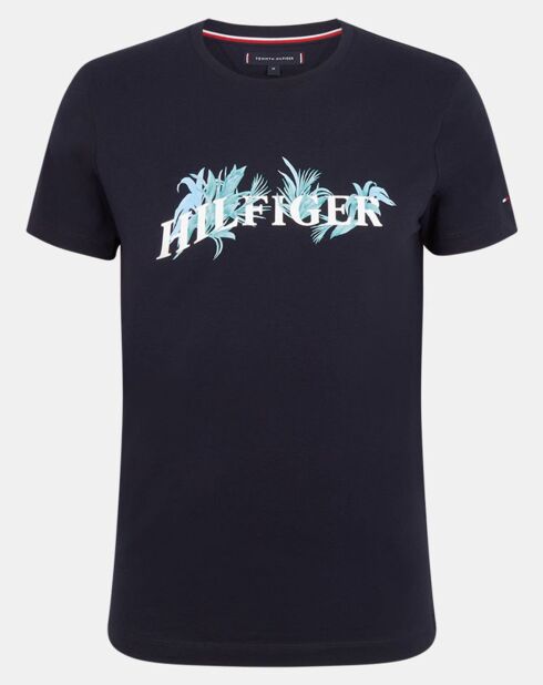 Marineblaues T-Shirt mit Palmenmuster