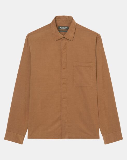 Chemise Regular Fit en Velours milleraies marron