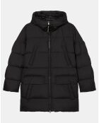 Parka puffa mi longueg à capuche noire