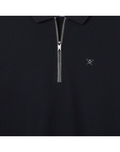 Polo Regular Fit Col Zip Contrast noir