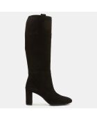 Bottes en Velours de Cuir Pheby noires - Talon 8 cm