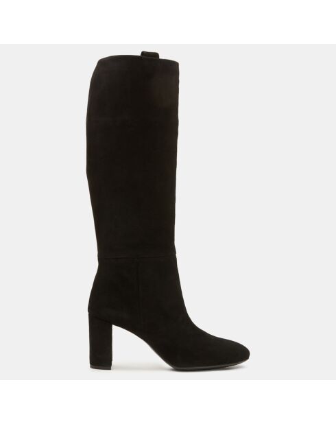 Bottes en Velours de Cuir Pheby noires - Talon 8 cm