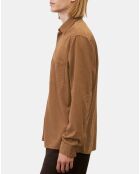 Chemise Regular Fit en Velours milleraies marron
