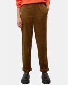 Pantalon en Velours côtelé à revers marron
