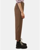 Pantalon cargo en Laine mélangée marron