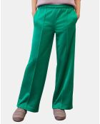 Pantalon large pinces taille élastique vert