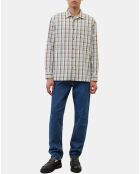 Chemise 100% Coton Bio Relaxed Fit à carreaux bleu/marron