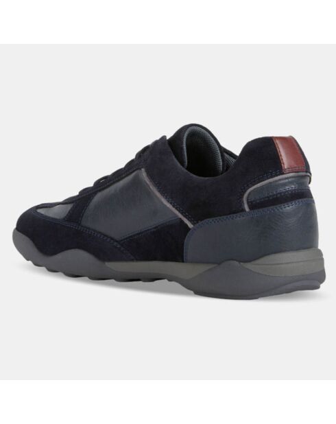 Baskets en Cuir et Velours de Cuir Metodo bleu marine