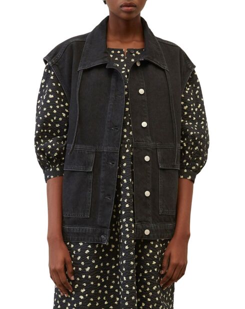 Veste en jean sans manches noire