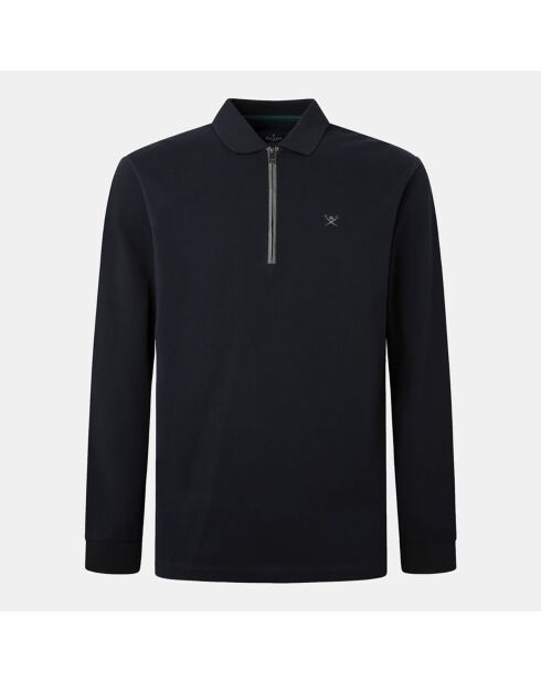 Polo Regular Fit Col Zip Contrast noir