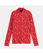 Top col montant imprimé floral rouge