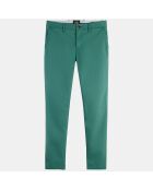 Pantalon Chino Super Slim Fit en Coton Bio mélangé Stretch vert moyen