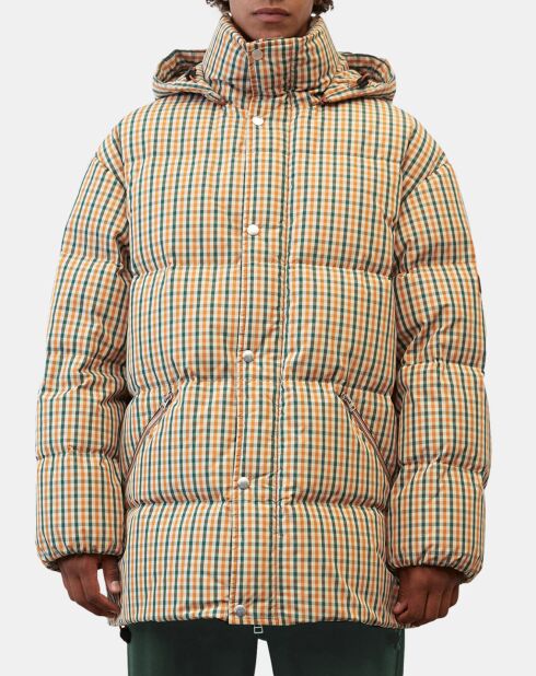 Parka Puffer oversize à carreaux multicolore