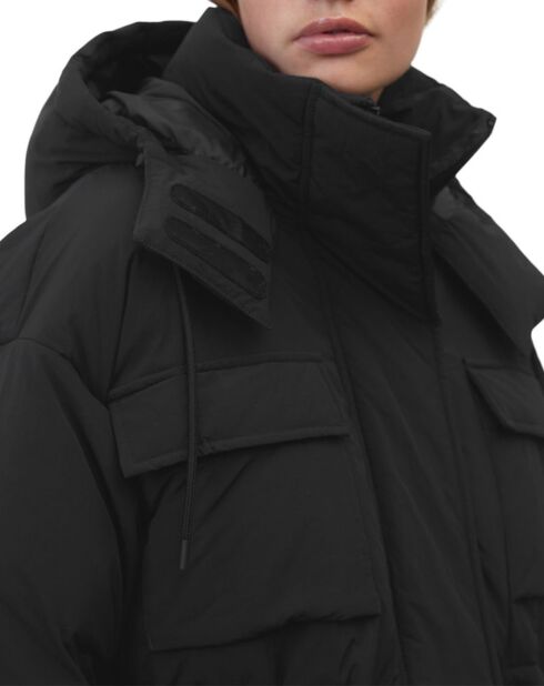 Parka longue puffer poches noire