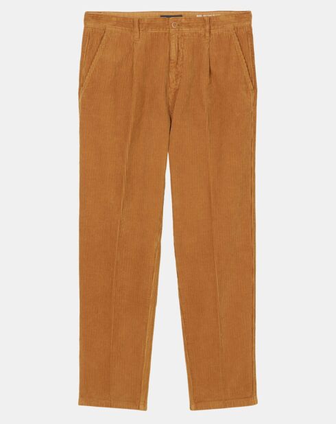 Pantalon en Velours côtelé 100% Coton Bio Belsbo Pleats brique