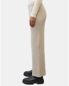 Pantalon en maille côtelée beige