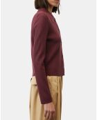 Cardigan col polo rouge foncé