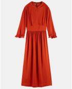 Robe Midi Col Bouton rouge foncé