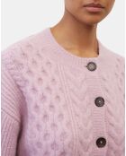 Cardigan en Laine mélangée à torsades rose