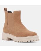 Chelsea Boots en Velours de Cuir Iridea beiges