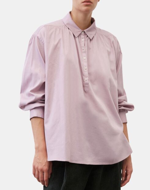 Blouse en Popeline col polo violet clair
