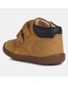 Baskets en Velours de Cuir Macchia camel