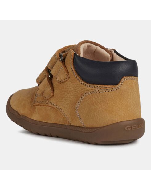 Baskets en Velours de Cuir Macchia camel