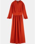 Robe Midi Col Bouton rouge foncé