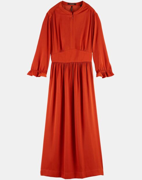 Robe Midi Col Bouton rouge foncé