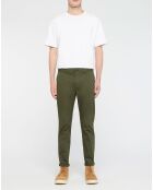 Pantalon Chino Super Slim Fit en Coton Bio mélangé Stretch kaki foncé